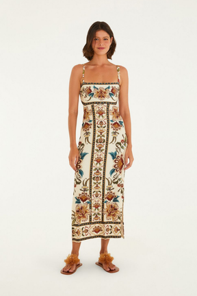 Vestido Midi Feminino Estampado Jardim Majestoso – Farm - Benui Store